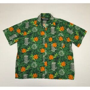 Drew Estate Cigar Fest 2020 Hawaiian Shirt Mens 2XL Green Tropical Button Up